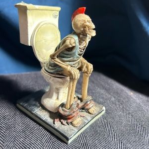Skeleton on Shitter Bathroom figurine